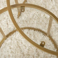Table gigogne en verre - cadre doré (lot de 2) ⌀60 cm TULUM