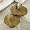 Table gigogne en verre – finition antique dorée (lot de 2) LAGUNA