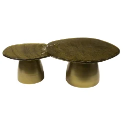 Table gigogne en verre – finition antique dorée (lot de 2) LAGUNA