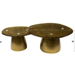 Table gigogne en verre – finition cuivre antique (lot de 2) LAGUNA