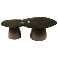 Table gigogne en verre – finition cuivre antique (lot de 2) LAGUNA