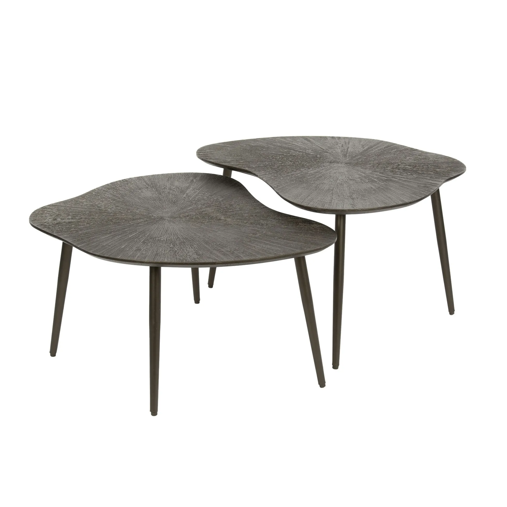 Table gigogne organique – brun bronze, forme libre (lot de 2) RALF