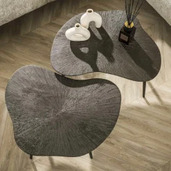 Table gigogne organique – brun bronze, forme libre (lot de 2) RALF
