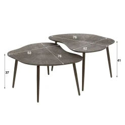 Table gigogne organique – brun bronze, forme libre (lot de 2) RALF