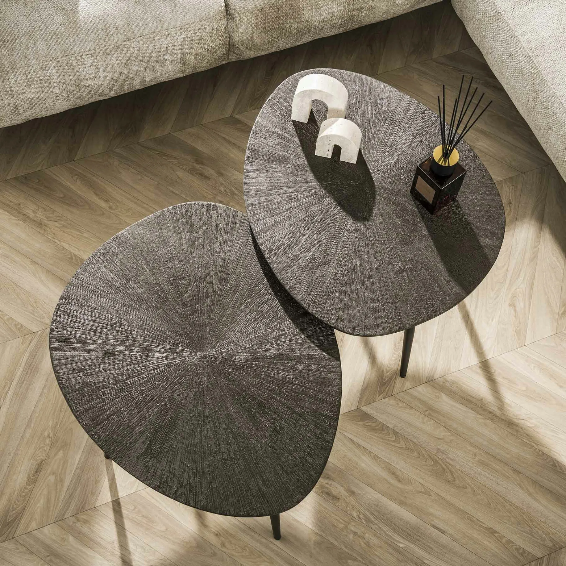 Table gigogne organique – soleil brun bronze (lot de 2) RALF