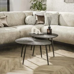 Table gigogne organique – soleil brun bronze (lot de 2) RALF