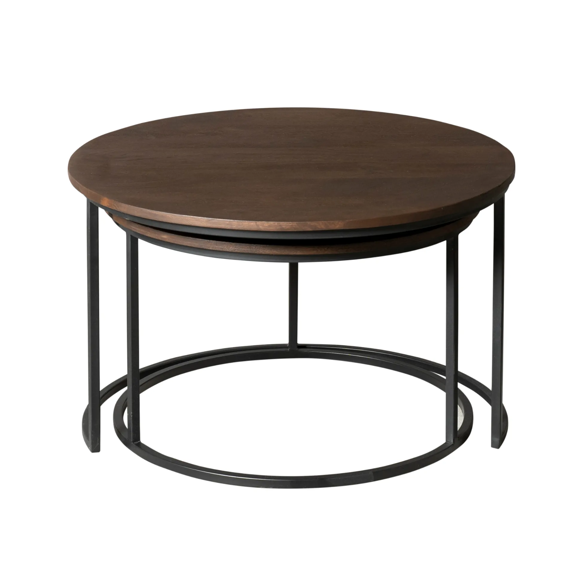 Table gigogne ronde en bois brun (lot de 2) CORTINA