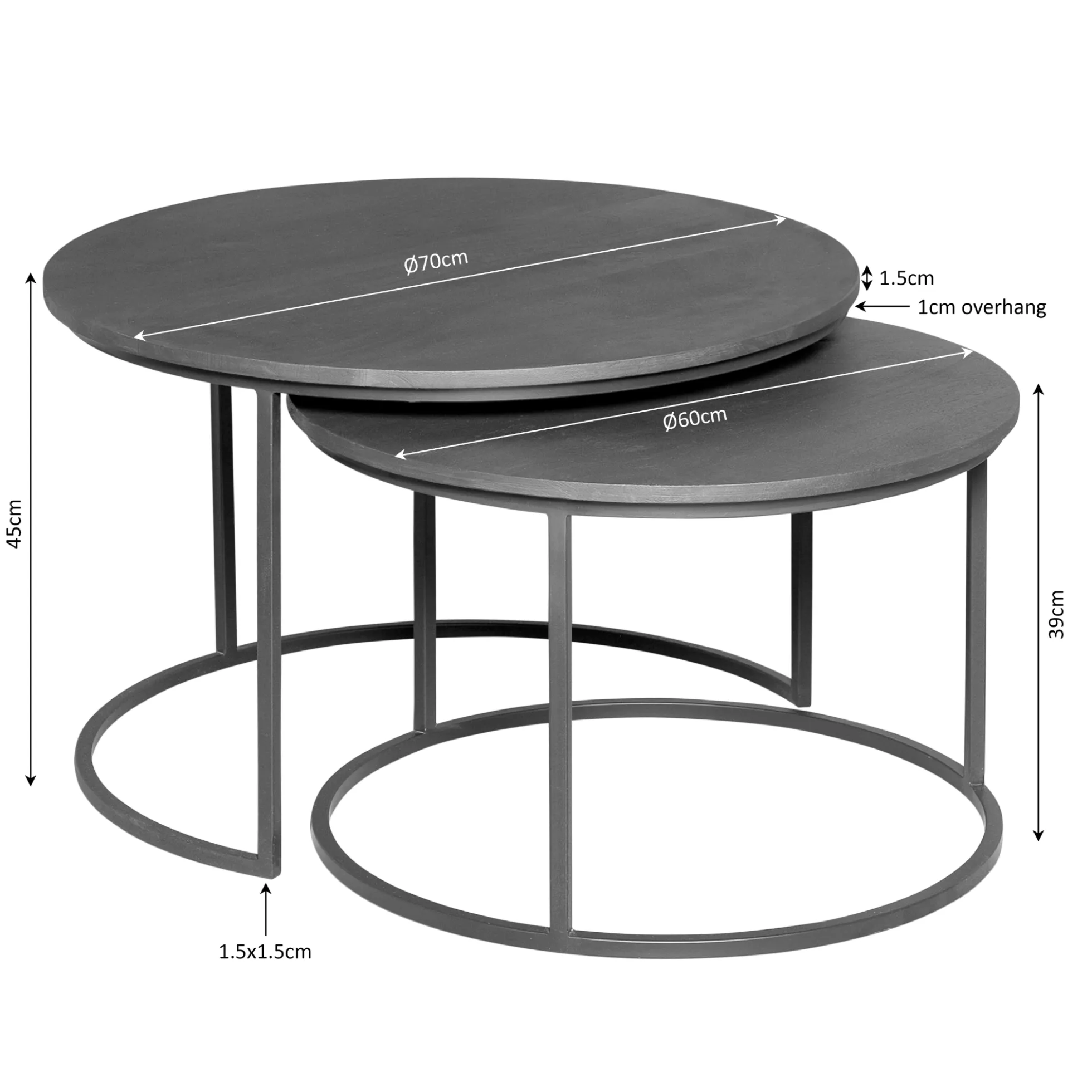 Table gigogne ronde en bois brun (lot de 2) CORTINA