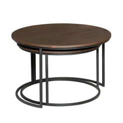 Table gigogne ronde en bois brun (lot de 2) CORTINA
