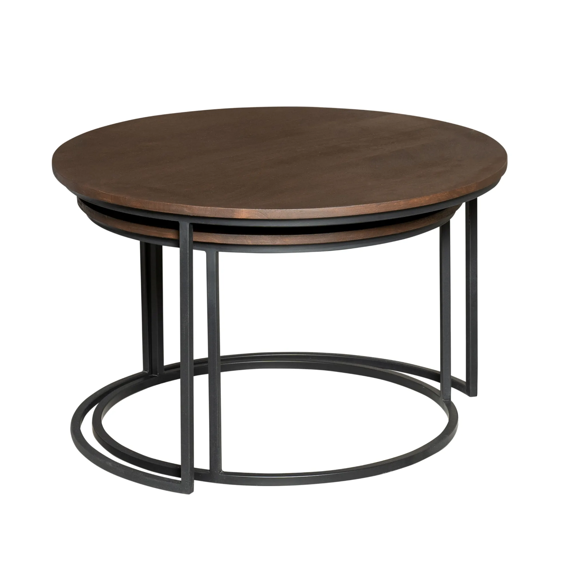 Table gigogne ronde en bois brun (lot de 2) CORTINA