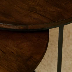 Table gigogne ronde en bois brun (lot de 2) CORTINA