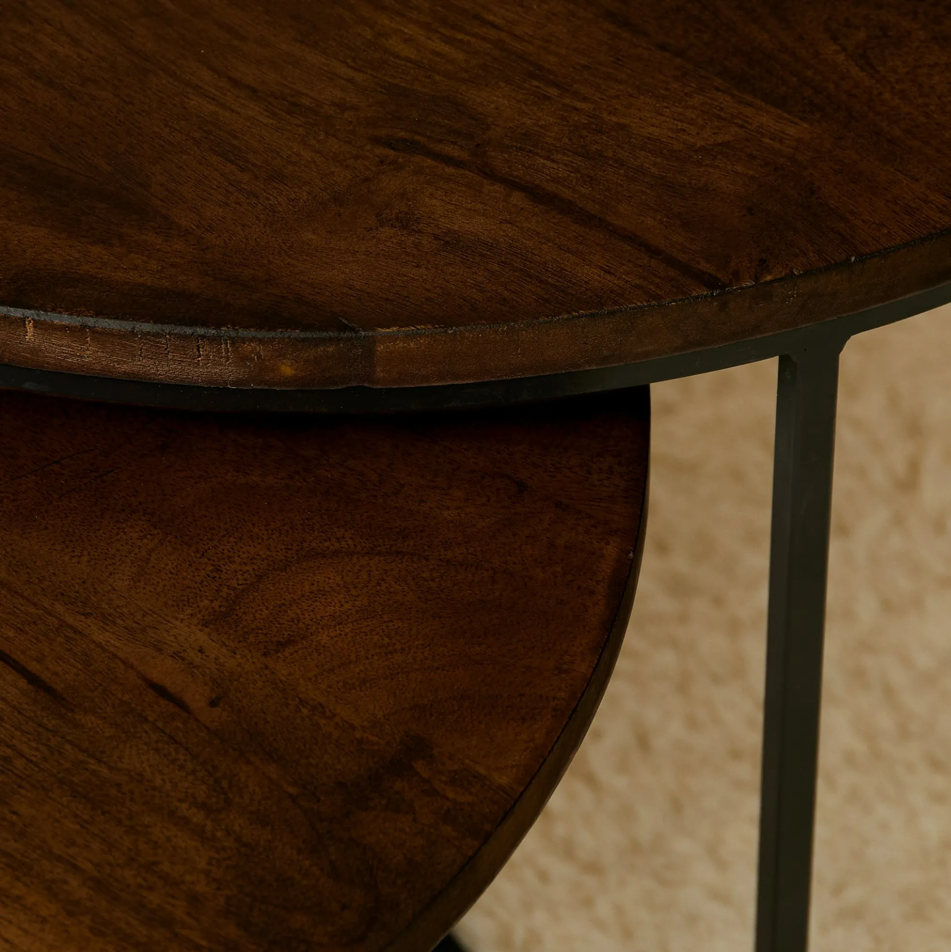 Table gigogne ronde en bois brun (lot de 2) CORTINA