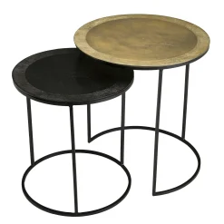 Table gigogne ronde noir et or (lot de 2) ZALA