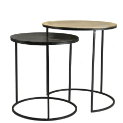 Table gigogne ronde noir et or (lot de 2) ZALA