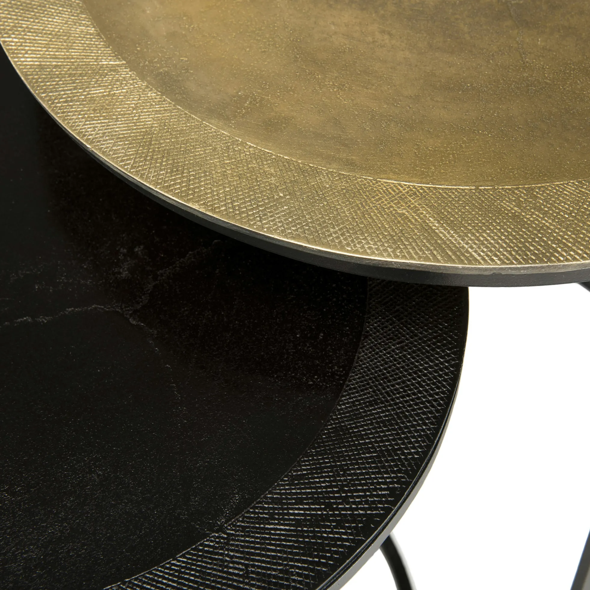 Table gigogne ronde noir et or (lot de 2) ZALA