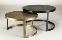 Table gigogne ronde noir et or ruban (lot de 2) ZALA