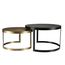 Table gigogne ronde noir et or ruban (lot de 2) ZALA
