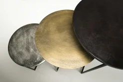 Table gigogne ronde noir or argent (lot de 3) ZALA