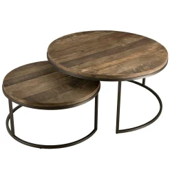 Table gigogne ronde teck recyclé (2 pièces) SWING