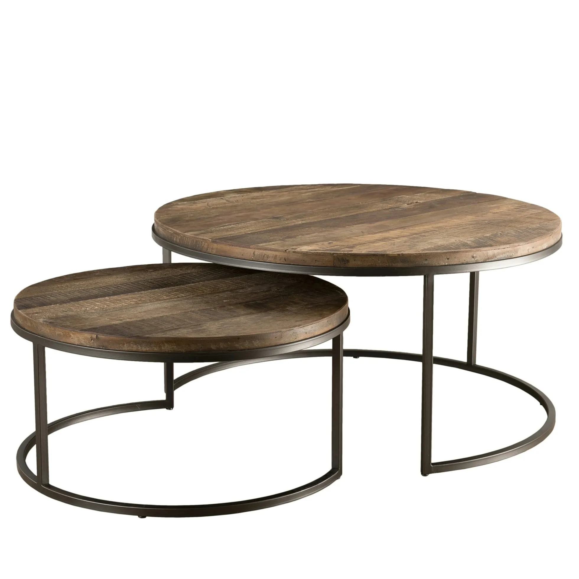 Table gigogne ronde teck recyclé (2 pièces) SWING