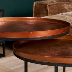 Table gigogne salon métal cuivré (lot de 3) KANO