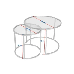 Table gigogne verre ambré - cadre doré (lot de 2) ⌀60 cm TULUM