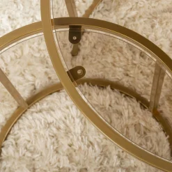 Table gigogne verre ambré - cadre doré (lot de 2) ⌀60 cm TULUM