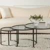 Table gigogne verre fumé - cadre noir (lot de 3) ⌀80 cm TULUM