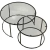Table gigogne verre fumé - cadre noir (lot de 2) ⌀80 cm TULUM