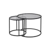 Table gigogne verre fumé - cadre noir (lot de 2) ⌀60 cm TULUM