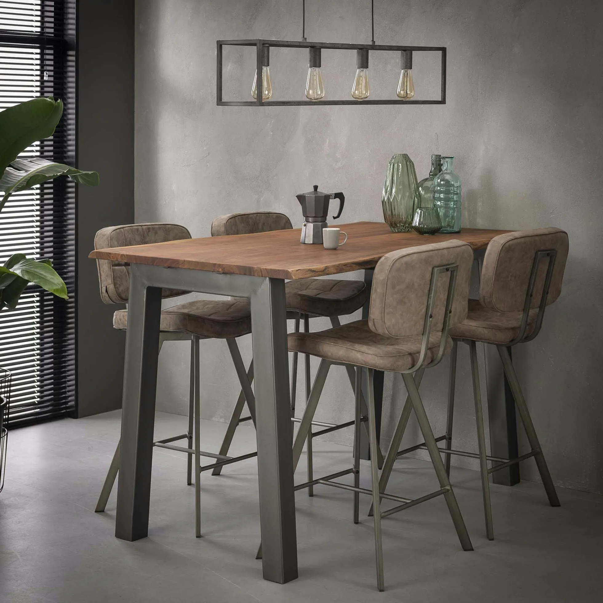 Table haute bois d'acacia métal 147 MELBOURNE