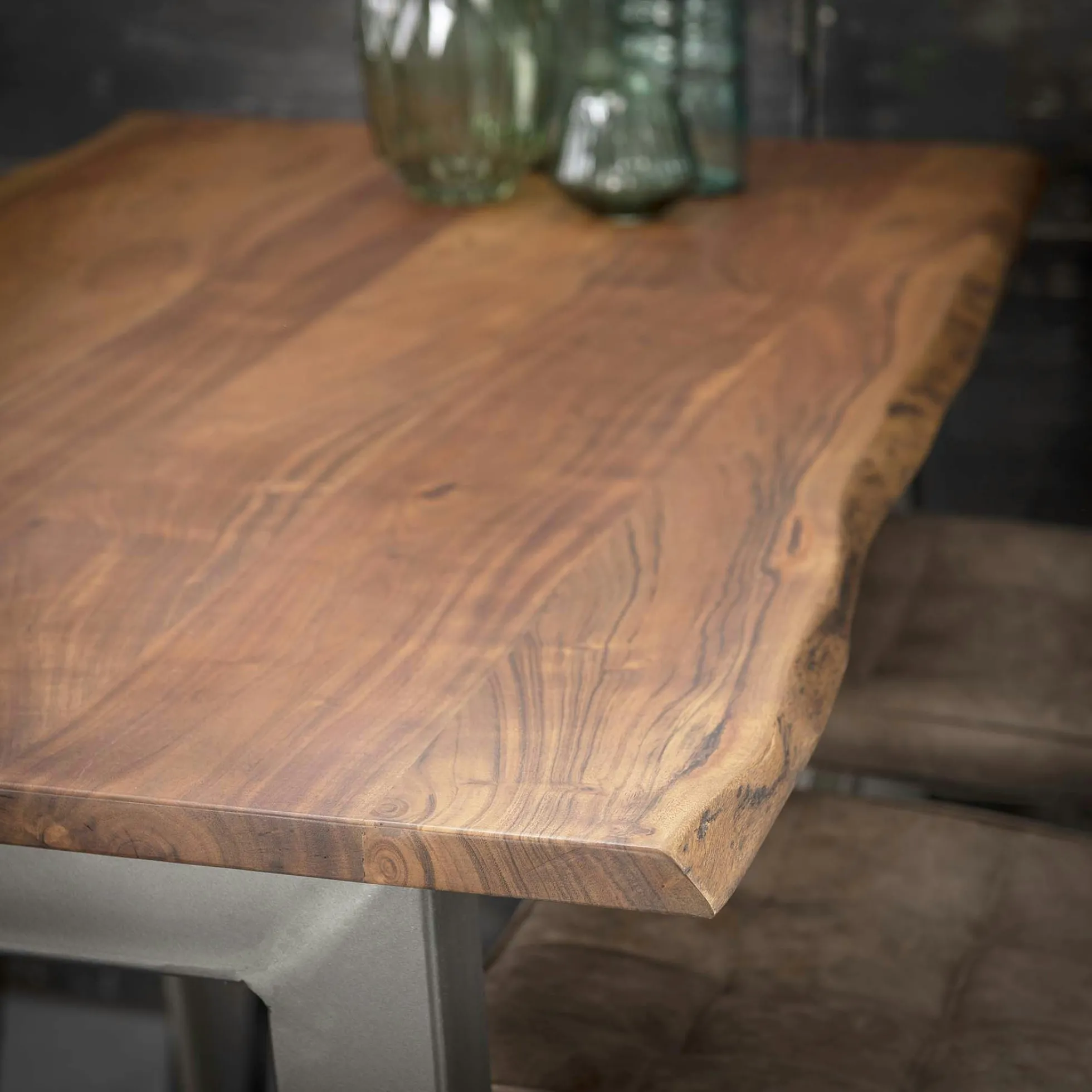 Table haute bois d'acacia métal 147 MELBOURNE