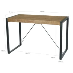 Table haute bois métal à tendeurs 140 cm KARGO