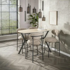 Table haute céramique effet travertin 140 cm ASCOLI