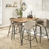 Table haute en bois massif bordure naturelle 130 cm MELBOURNE