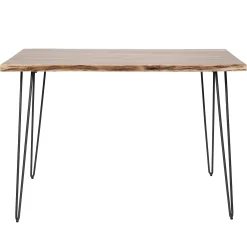 Table haute en bois massif bordure naturelle 130 cm MELBOURNE
