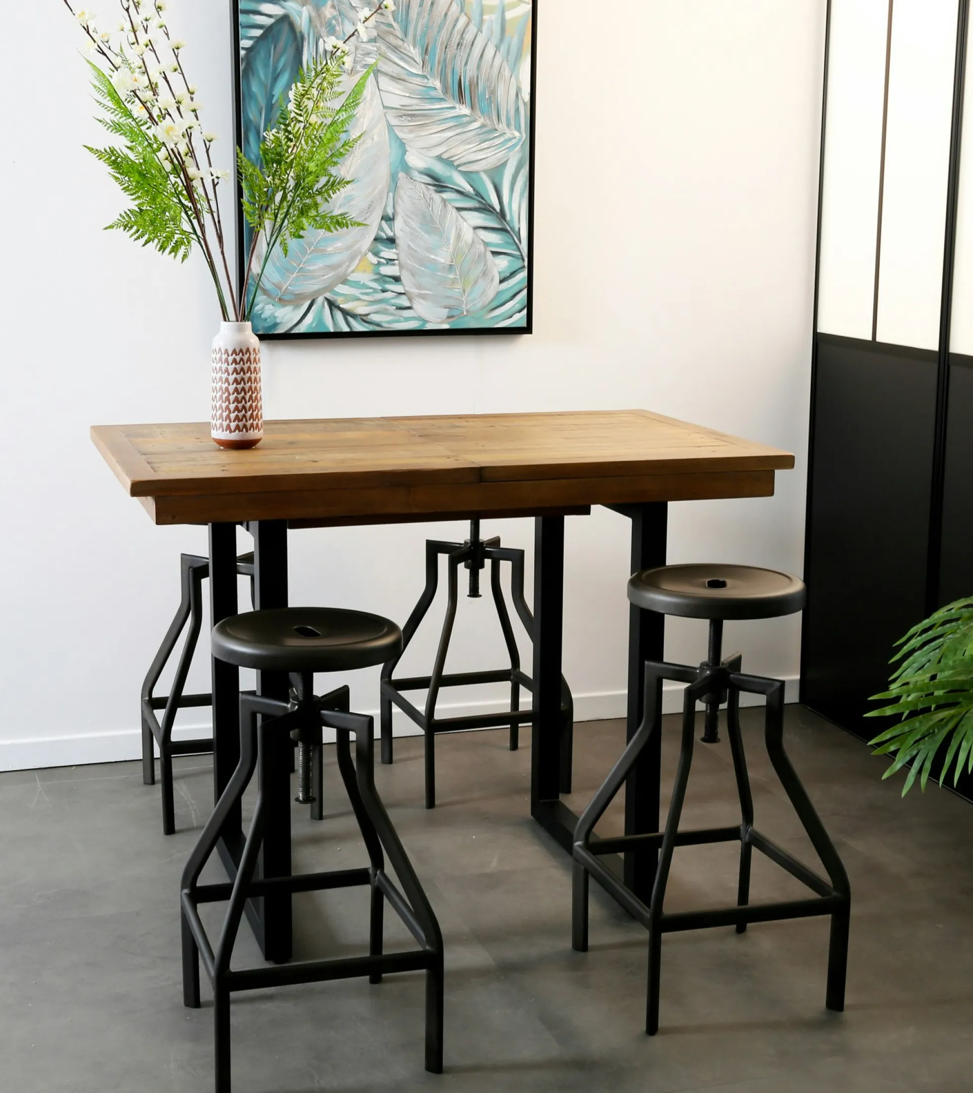 Table haute extensible bois recyclé 120-160 cm BRISBANE