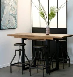 Table haute extensible bois recyclé 120-160 cm BRISBANE