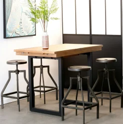 Table haute extensible bois recyclé 120-160 cm BRISBANE