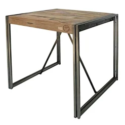 Table mange debout carrée bois recyclé 100x100 CARAVELLE