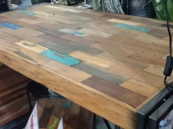 Table mange debout rectangle bois recyclé 150x80 CARAVELLE