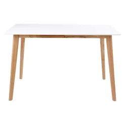 Table à manger blanche pieds bois 4 pers. 120 cm OTTA