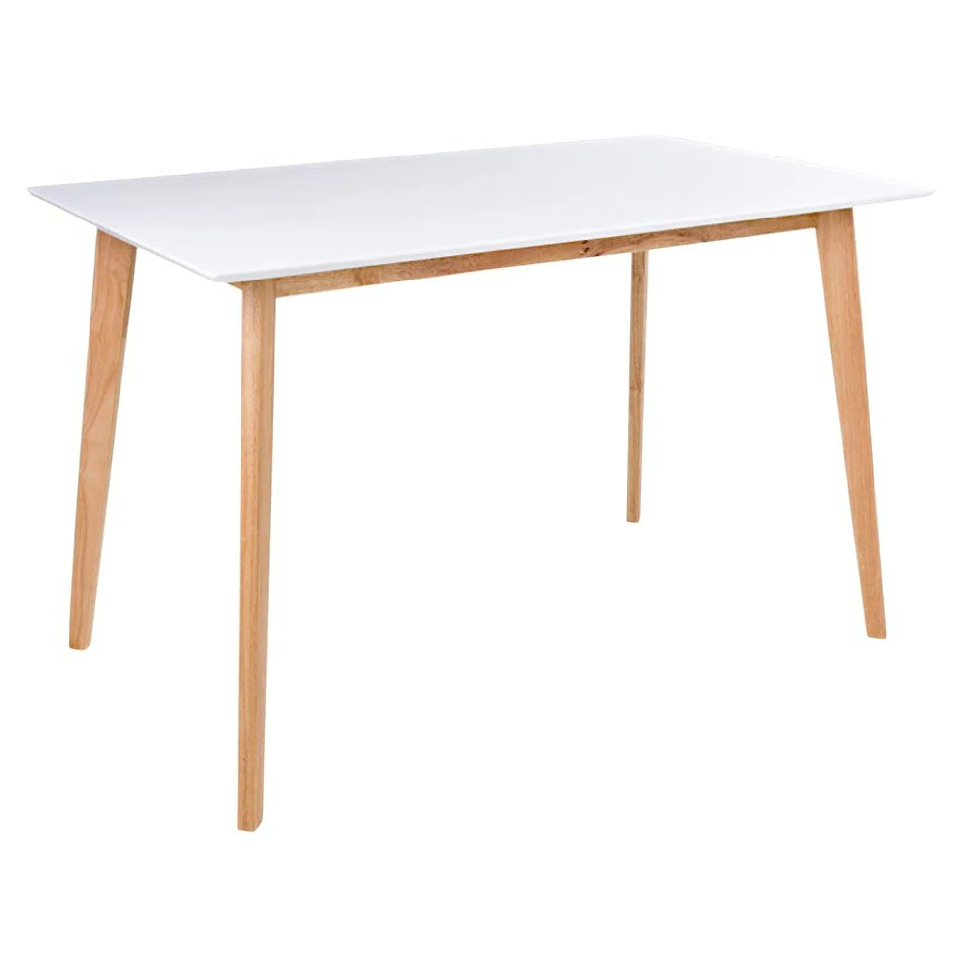 Table à manger blanche pieds bois 4 pers. 120 cm OTTA