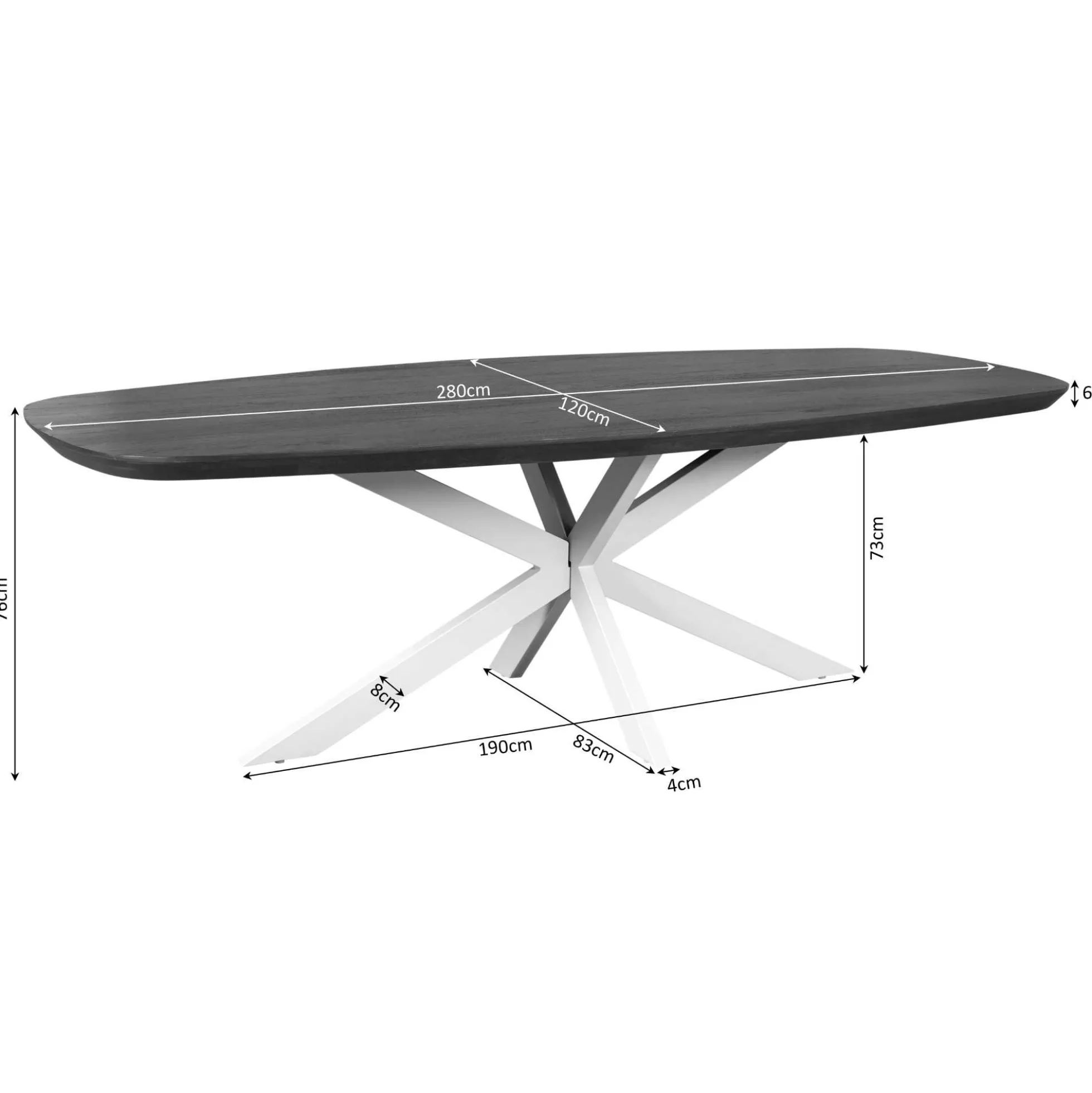 Table à manger bois bords arrondis 280 cm CORTINA
