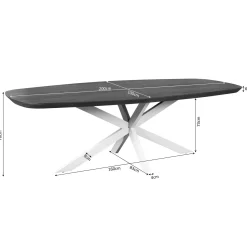 Table à manger bois bords arrondis 200 cm CORTINA