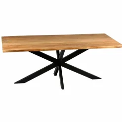 Table à manger bois bords naturels pied central 200 cm CANYON