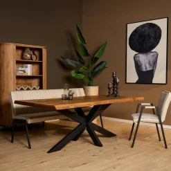 Table à manger bois à bords naturels 240 cm CALERO