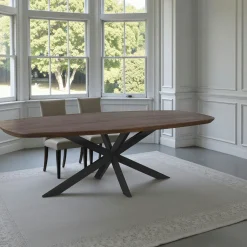 Table à manger bois brun bords arrondis 200 cm CORTINA