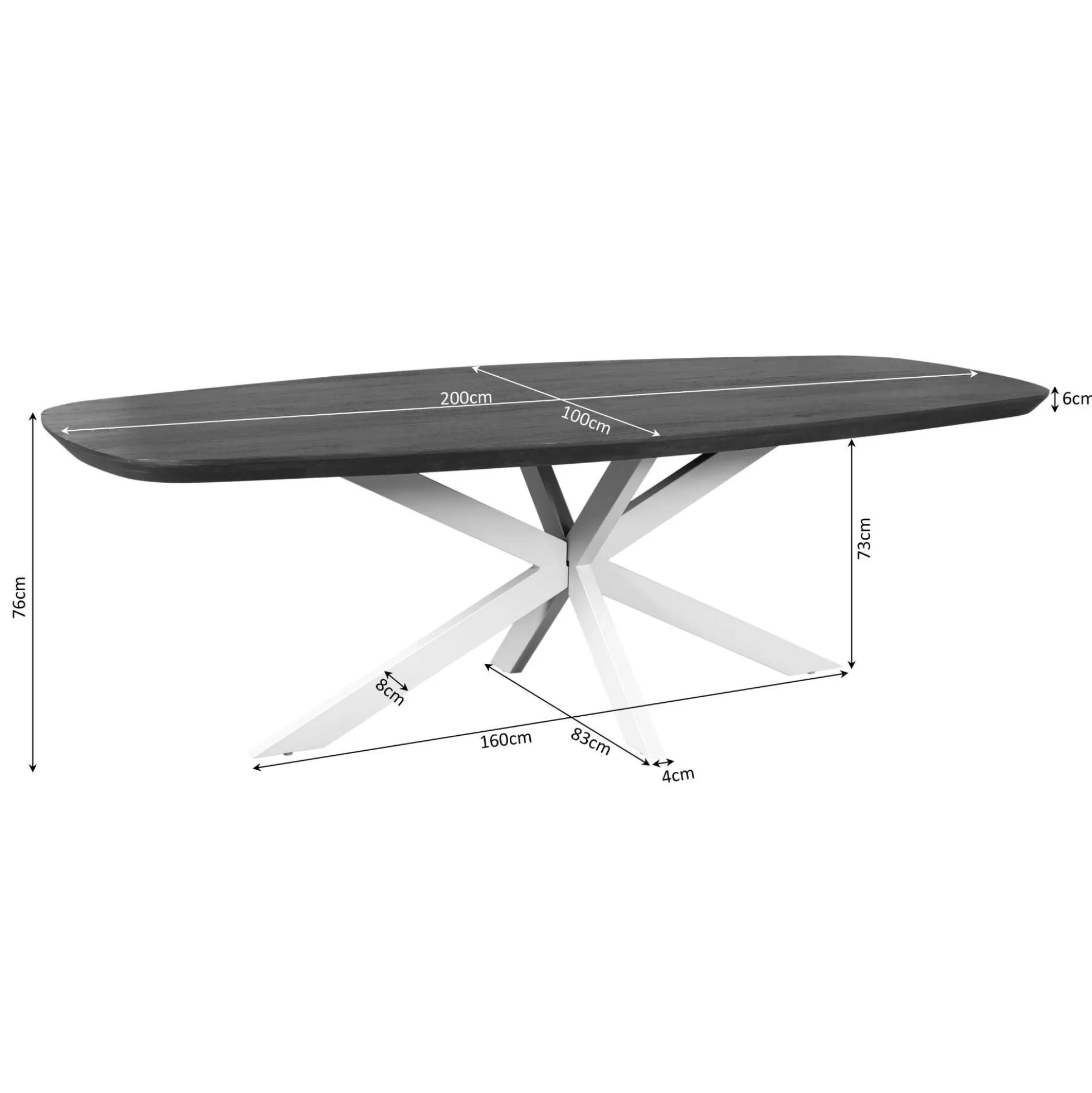 Table à manger bois brun bords arrondis 200 cm CORTINA