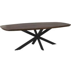 Table à manger bois brun bords arrondis 200 cm CORTINA